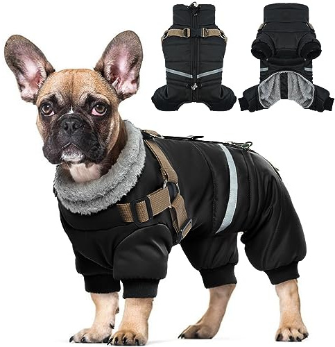 Hjyokuso Warm Dog Jacket, Waterproof Dog Coat With Harness & Legs - XS