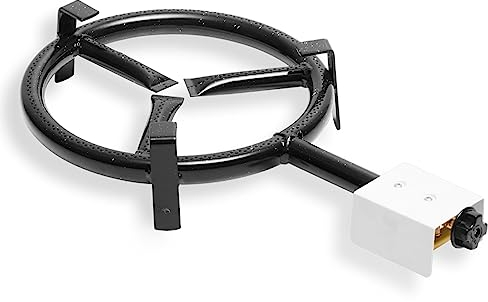 briebe Paellero de Gas 1 Aro 30 cm, Quemador Un Fuego, Rosco para Paellas, Plancha, Apto Sartén o Paellera 36 a 42 cm Diámetro, Regulador de Llama