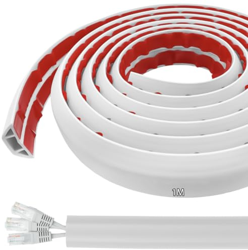 JAHOMFAI Kabelkanal Golv, Flexibel Liten Kabelkanal, PVC, Självhäftande, För alla Nätkablar, Hushåll, Kontor, Skola, Lager