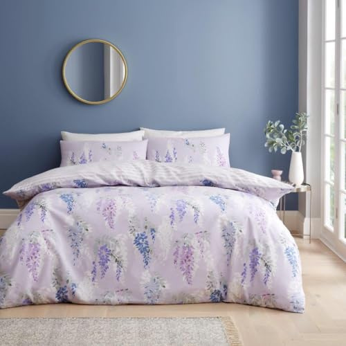GC GAVENO CAVAILIA Lövtäcke set (150 x 200 cm) – polybomull enkel sängkläder påslakan vändbart – maskintvättbar (1 påslakan + 1 örngott) vit