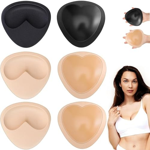 3 pares de almohadillas autoadhesivas para sujetador, insertos extraíbles, almohadillas push up, ampliador de pecho, sujetador deportivo o bikini traje de baño