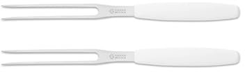 Giesser Messer - Made in Germany - Wurstgabel, Klinge 13 cm, rutschfest, Fleischgabel spülmaschinenfest, rostfrei, stabil, perfekt zum servieren (Weiß - 2er Set)
