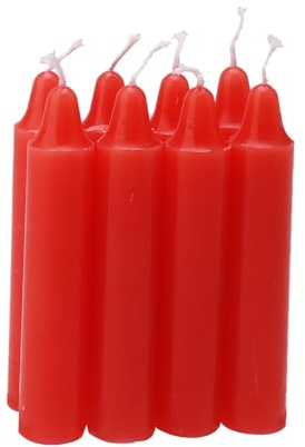 Ovaletta Lot de 8 bougies à tige rouges, bougies à tige courtes, bougies de table, bougies rouges, bougies d'urgence, 2,1 x 10,8 cm