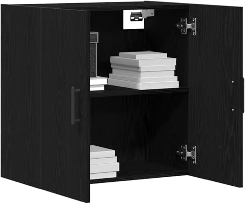 vidaXL Mobile a Muro Rovere Nero 60 x 31 x 60 cm Legno Multistrato, Mobile da Parete Moderno, unità Rectangolare con Ripiani Spaziosi, Legno Resistente, Soluzione Salvaspazio