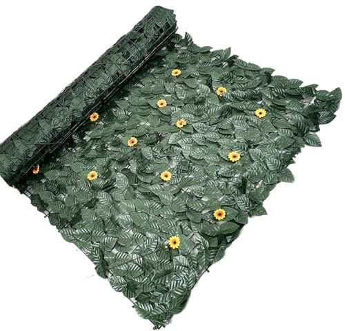 Pantalla De Valla De Privacidad Artificial De Hiedra: Paneles De Enrejado De Flores De Jardín En Expansión | Jardín De Pantalla De Privacidad | Cubierta De Valla De Hoja De Imitación Resistente A Los