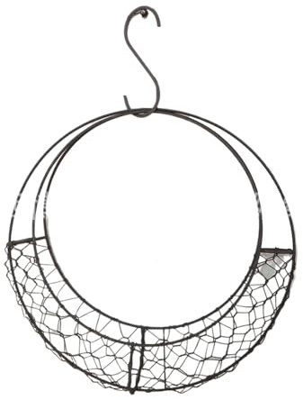 yuwqqoajv Panier Suspendu en Fil de Fer, Cadre de Couronne en Fil de Fer en Forme de Lune pour compositions Florales, Support de Panier Suspendu d'intérieur en métal, Fleur de Lune