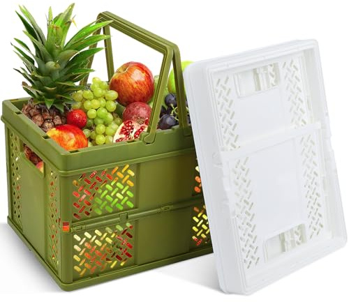 Scatola Pieghevole Robusta ida Cassetta in Plastica 23 x 17 x 15 cm 2 Pezzi Con Manici per Riporre Cucina Camera da Letto Ufficio Crate Scrivania Mensola Cassetto