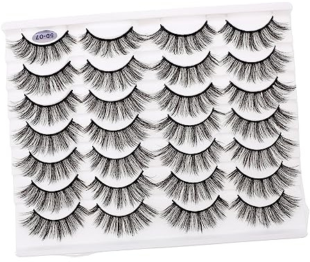 Mikikit 1 boîte Faux Cils Naturels Recourbés à Main Extensions Eyelashes Artificielles Durables pour Maquillage et