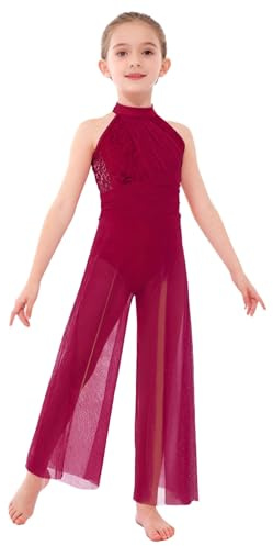 Oyolan Mono De Baile Lírico Para Niñas Body Sin Mangas Con Cuello Alto Con Lentejuelas Body De Gimnasia Traje De Baile De Salón