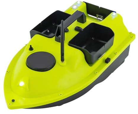 Deurqund Barco de alimentación con GPS, barco de pesca RC cebo, 600 m, 2 baterías de 5200 mAh, 90 min de tiempo de funcionamiento, 3 cajas de cebo de 1,5 kg de carga, devolución de coche