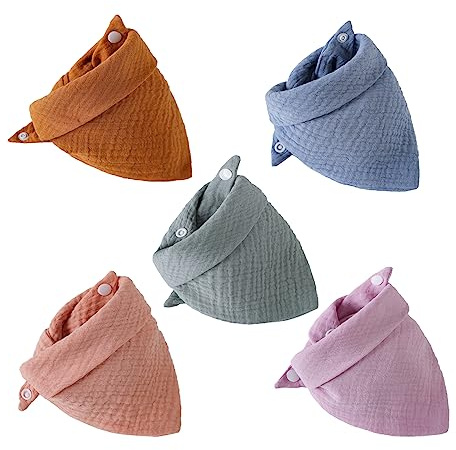 5 uds Baberos de algodón para bebé ajustables de Color sólido recién nacidos alimentación toalla de Saliva absorbente paño para eructar infantil toalla triangular paños para eructar de muselina