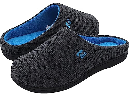 RockDove Women's Original Two-Tone Memory Foam Slipper, Size 3/4 UK Women, Dark Grey and Blue