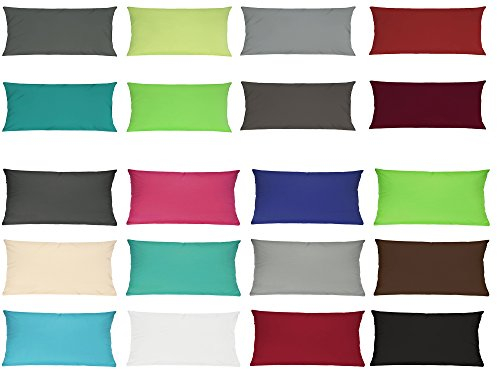 Wasserbetten-Markensho Doppelpack Baumwolle Renforcé Kissenbezug, Kissenbezüge, Kissenhüllen 40x80 cm in vielen Farben - 2X 40x80 cm Kissenbezug Uni - Grau