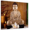 Keilrahmenbild Buddha V - 80x80 cm quadratisch Keilrahmenbilder Bilder als Leinwanddruck Fotoleinwand Geist & Seele - Buddha mit Kerze und Räucherstäbchen
