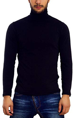 Toocool - Dolcevita Uomo Maglia Manica Lunga Felpato Collo Alto Slim Fit LO-A6957 [XL,Blu]