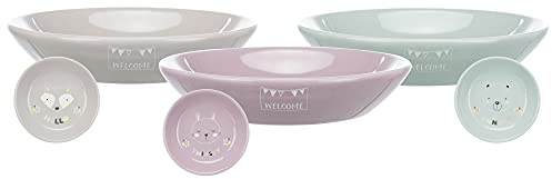 TRIXIE 25128 Junior Napf, flach, Keramik, 0,2 l/ø 14 cm,, sortiert (lila, grey, mint), Farbauswahl erfolgt zufällig, 1stuck