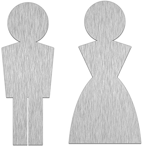 SCHILDER Systeme - WC Schild Alu/Edelstahllook | Damen – Herren | Höhe 120 mm | Stärke 0,5 mm | selbstklebendes Piktogramm – Schild | hochwertiges Toilettenschild | WC Set