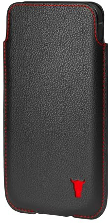 TORRO Funda Calcetín Compatible con iPhone con Tamaño de Pantalla de 6.9/6.7 Pulgadas - Estuche de Cuero Genuino de Calidad, Perfil Delgado y Ligero (Negro)