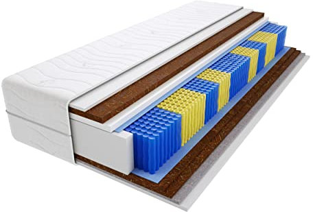 Godre Matratze 90x210 cm Doppelmatratze, H4 & H5 Federkernmatratze, Taschenfederkernmatratze 19 cm Hoch Kokosfaser Rosshaar Hypoallergene, HR-Schaum, Gesteppter Bezug Santana Multitaschen