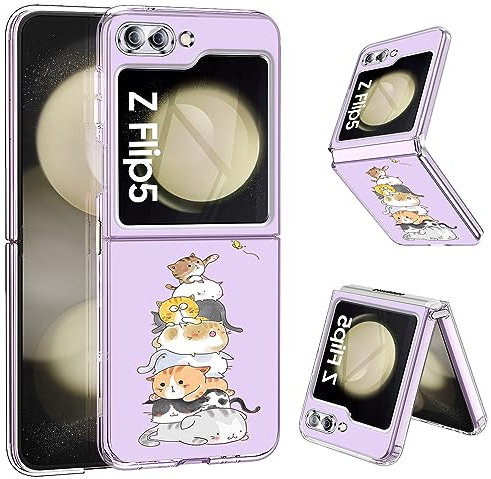 per Samsung Galaxy Z Flip 5 5G Cover Silicone Soft TPU Galaxy Z Flip 5 Gatto Custodia Ultra Sottile Thin Z Flip 5 Slim Cases Transparente Animale Smartphone Case per Samsung Z Flip 5 Handy 6,7 (B)