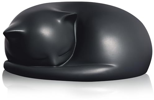 Urne pour Chat, Urne Souvenir Chat, Urnes en Forme de Chat Endormi | Urnes Animaux de Compagnie, Urne Funéraire pour Chat en Résine, Boîte à Mémoire Chaton avec le Sac en Velours