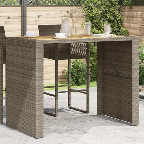 Jiangboyue-368699 Table de bar de jardin avec plateau en bois synthétique Gris 145 x 80 x 110 cm