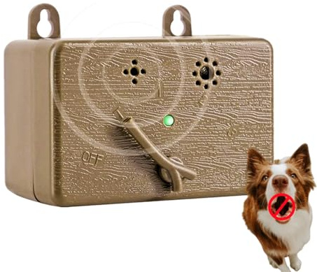 Anti-skällande enhet för hundar, sonisk skällavskräckande, 50 fot ultraljuds-skällande kontrollenhet, 4 lägen barkbox (brun) för små medelstora och stora hundar, utomhus, inomhus (1)