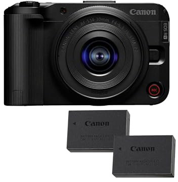 Canon EOS R50 V + RF-S 14-30mm F4-6.3 IS STM PZ + 2X Baterías (Kit de Batería Adicional)- Cámara para Vlogging Compatible con Objetivos Canon RF | Ideal Vlogs y Viajes | Conexión Bluetooth