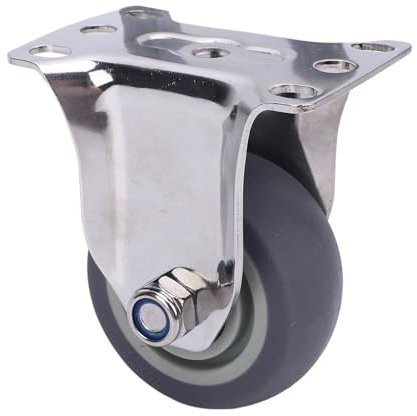 Cocoarm 3 Inch Fixed Caster Wheels Fixed Non Casters Directional for Furniture Carts Workbenches with Stainless Steel TPR Rubber Wheels 60kg Load Capacity