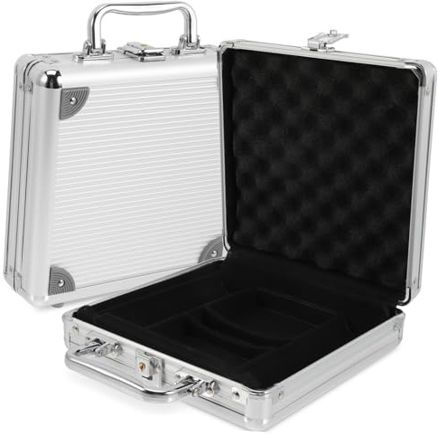 FUNNETOYU Custodia in Lega per Fiches da Poker e Carte Scatola Porta-fiches da Poker ad Alta Capacità Maniglia e Chiusura a Fibbia e Giochi da Custodia in Metallo per Trasporto