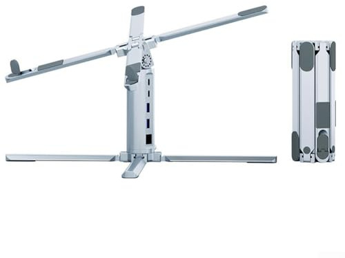 Station d'accueil pour ordinateur portable, 10 ports en aluminium avec rotation à 360° réglable en hauteur pour installation de travail Ergonoc Portable Pliable Voyage d'affaires (station d'extension)