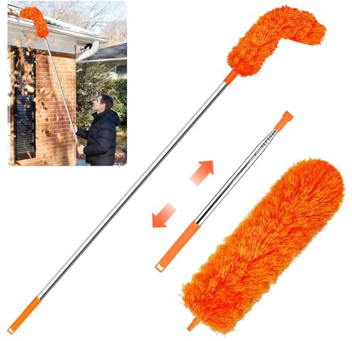 Gutter Cleaning Tools from The Ground Gutter Cleaning Tools Pole Roofing Tool Rain Gutter Guard Cleaner Tool, Easy Remove Leaves and Debris from The Ground (Orange)#
