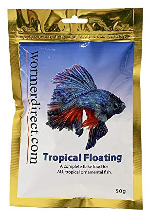 wormerdirect.com Premium Tropical Fish Flake Food Floating 50g,200g,450g, Fish Tank Flake Food (50g)