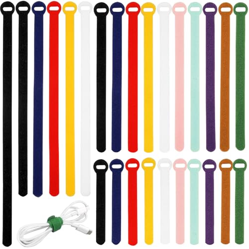 150PCS Cable Ties，4+6+8+10 Inch Reusable Cable Management, Multi-Purpose Adjustable Cord Organizer，Fastening Microfiber Cloth Hook and Loop Cable Organizer Wire Straps，Assorted Colors