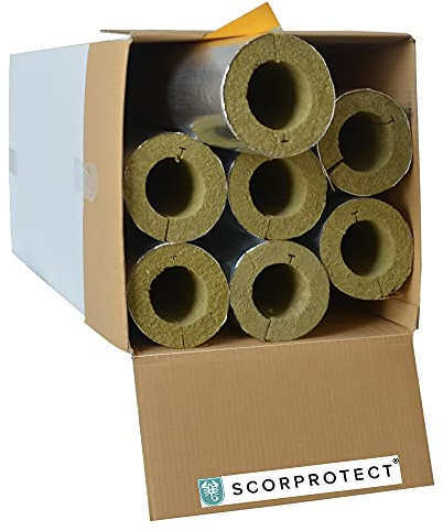 Scorprotect® voller Karton Alukaschierte Rohrschale Rohrisolierung Steinwolle mit 0.040 Wärmeleitfähigkeit (Steinwolle, 76 x 30 mm x 1 Meter)