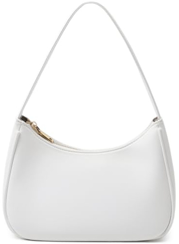 CYHTWSDJ Shoulder Bags for Women, Cute Hobo Tote Handbag Mini Clutch Purse with Zipper Closure (White)