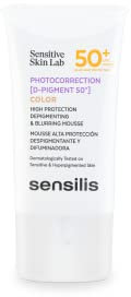 Sensilis - Photocorrection D-PIGMENT SPF 50+, Crema Solar Facial en Textura Mousse, Despigmentante y Difuminadora, Previene el Envejecimiento de la Piel, para Pieles Sensibles Hiperpigmentadas - 40 ml
