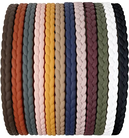 TERSE Dünne Haarbänder für Mädchen und Damen, 12 Stück 7mm Kunststoff Stirnbänder Einfache Haarbänder mit Zahnersatz