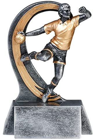 eberin Trophée de handball de 18 cm, en résine, récompense de handballer, argenté/doré, avec texte au choix