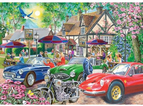 The House of Puzzles - Plough Inn Jigsaw - Big 500 Piece Jigsaws For Adults, Extra Large Pieces, Artist Illustrated, Scenic Landscape, Deluxe Puzzle Gifts