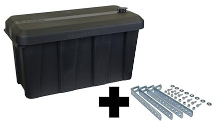 Deichselbox Daken Blackit Lite, Werkzeugkasten, Gurtkiste, Anhängerbox, Staukiste, Daken B24-1 + Vertikaler Halter VH401, Edelstahlhaus GmbH