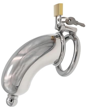 Geschlossener Keuschheitskäfig，Peniskäfig mit 3 Verschiedenen Größen von Abnehmbaren Basisringen und 1 Dilator,SM Bondage Adult Sex Toys Keuschheitsgürtel für Männliche Penis-Übung