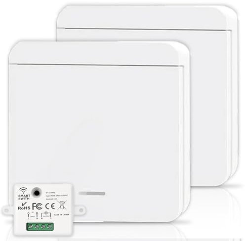Funk Lichtschalter Set, Funkschalter Licht 230v, Funkschalter Set Keine Verkabelung, Funk Schalterfunkschalter für Lampe, Funk Schalter, Intelligent Switch Funk-Wandschalter Bis 100m Reichweite