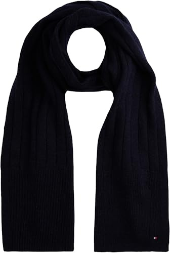 Tommy Hilfiger Damen Schal Flag Fluffy aus Rippstrick, Blau (Space Blue), Einheitsgröße