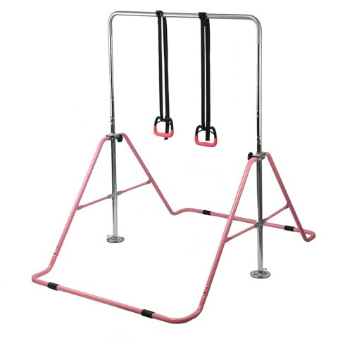Barra de gimnasia para niños, barra de entrenamiento para niños, barra horizontal de gimnasia de altura ajustable, barra de gimnasia plegable con anillos, equipo de entrenamiento de gimnasia para el