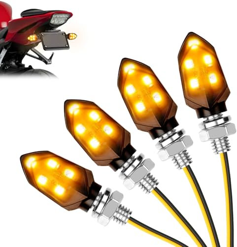LOPHE 4 Stück LED Motorrad Blinker, 12V Motorrad Lauflicht, 5 LED M8 E-MARK Geprüft Miniblinker Universal, Blinker Licht Wasserdicht für Motocross Fahrrad Moped