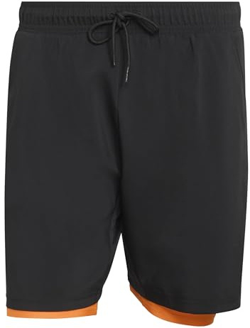 adidas Herren Club Tennis Climacool 2IN1 Shorts, Black/Pure Orange, XXL