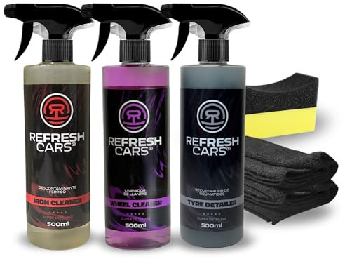 Pack Cuidado de Llantas y Neumáticos – Limpia Llantas + Abrillantador de Neumáticos + Descontaminante Férrico | Brillo, Protección y Limpieza Profesional para tu Coche