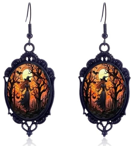 Hexe Halloween Ohrringe,halloween ohrringe Baumeln,Halloween Piercing Ohr Ohrringes,Damen Kristalle hexe Ohrringes Punk Gothic Schmuck Besen Hexe ohrringe Baumeln Fahsion Geschenke für Frauen Mädchen