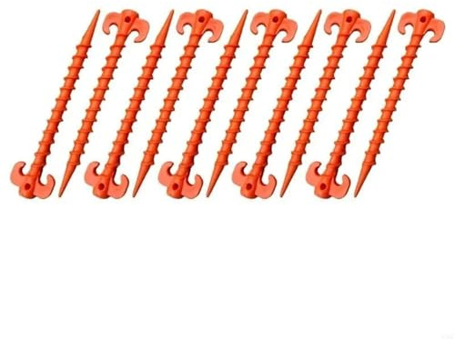 25 st tältspikar utomhus camping resepinne markskruv spikpinnar plast sandstrand för utomhusstrand (orange)